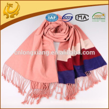 Large Warm Woven Cotton Shawl With Tassel